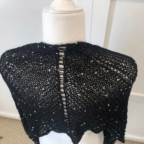 Modular KNITTING PATTERN: Sequined Stole, Garter Stitch Shawl
